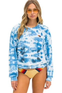 Sweatshirts | Sweatshirts | Aviator Nation HAND DYED RELAXED CREW SWEATSHIRT - TIE DYE BLUE TIEDYEBLUE