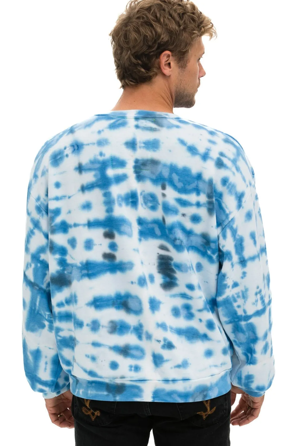 Sweatshirts | Sweatshirts | Aviator Nation HAND DYED RELAXED CREW SWEATSHIRT - TIE DYE BLUE TIEDYEBLUE
