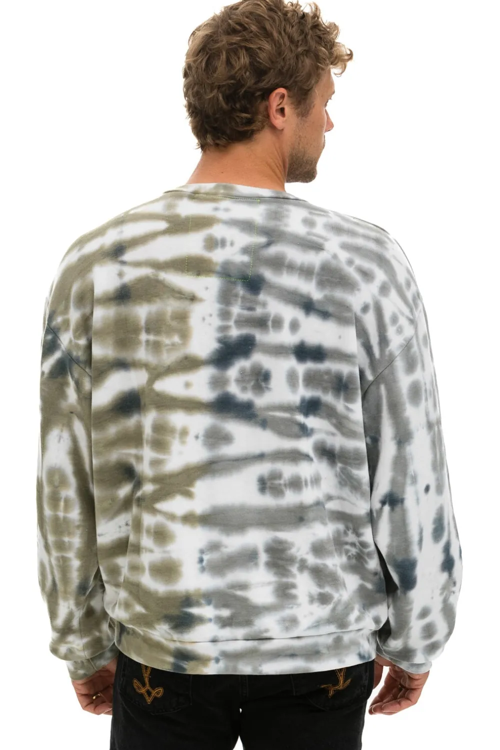 Sweatshirts | Sweatshirts | Aviator Nation HAND DYED RELAXED CREW SWEATSHIRT - TIE DYE GREY // OLIVE TIEDYEGREY//OLIVE