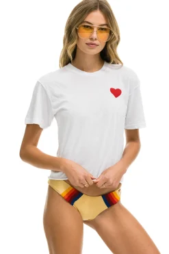 Boyfriend Tees | Tees | Aviator Nation HEART EMBROIDERY BOYFRIEND TEE - WHITE