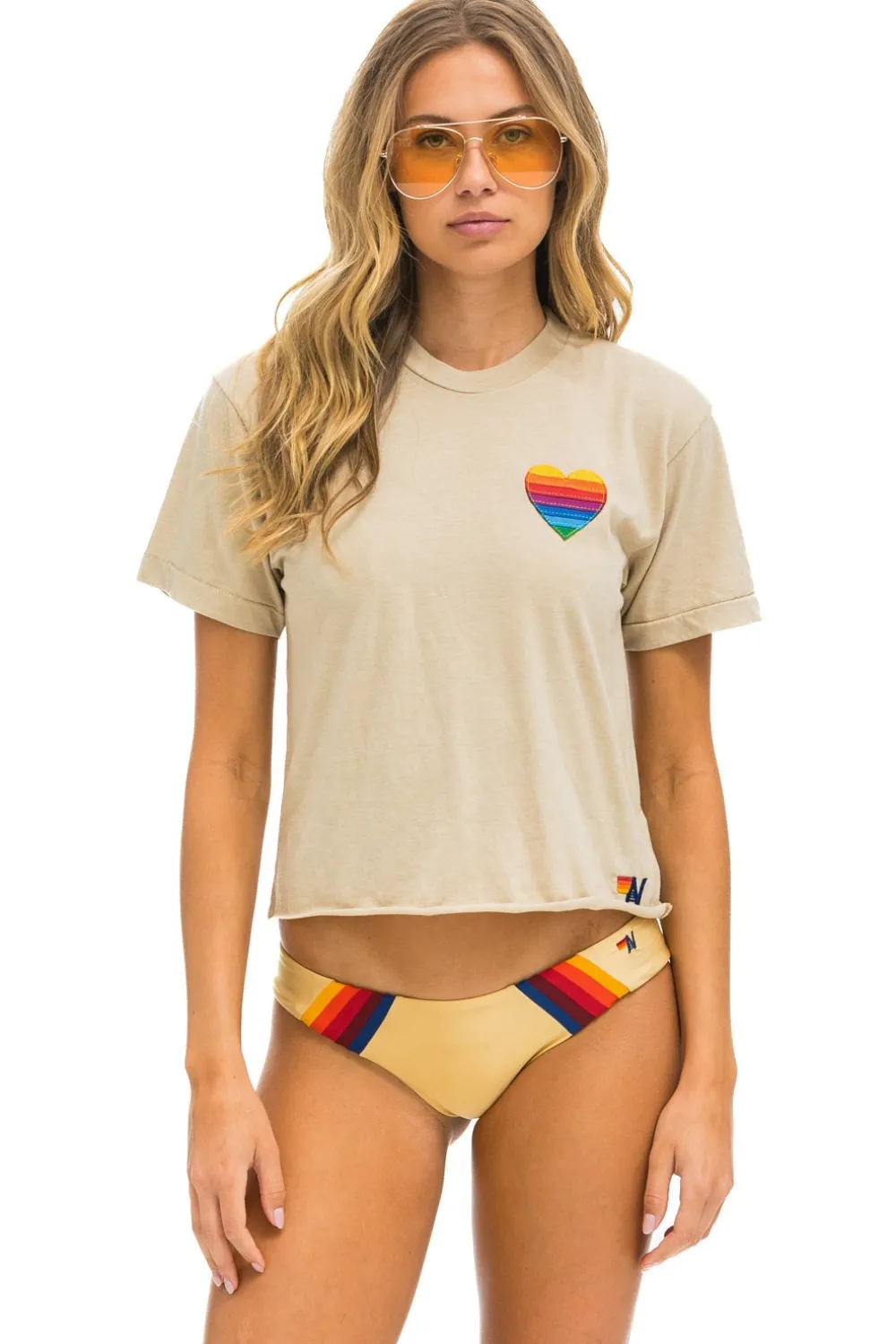 Boyfriend Tees | Tees | Aviator Nation HEART STITCH 5 BOYFRIEND TEE - SAND