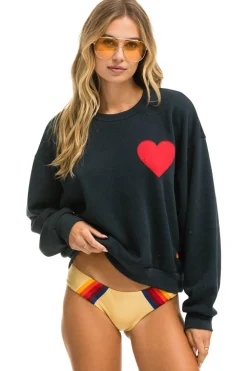 Sweatshirts | Sweatshirts | Aviator Nation HEART STITCH RELAXED CREW SWEATSHIRT - CHARCOAL