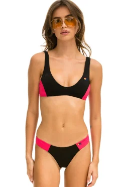 Swim Bottoms | Aviator Nation HI-CUT COLOR BLOCK CHEEKY BIKINI BOTTOMS - BLACK // RED BLACK//RED