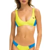 Swim Bottoms | Aviator Nation HI-CUT COLOR BLOCK CHEEKY BIKINI BOTTOMS - LED // BLUE CINA LED//BLUECINA