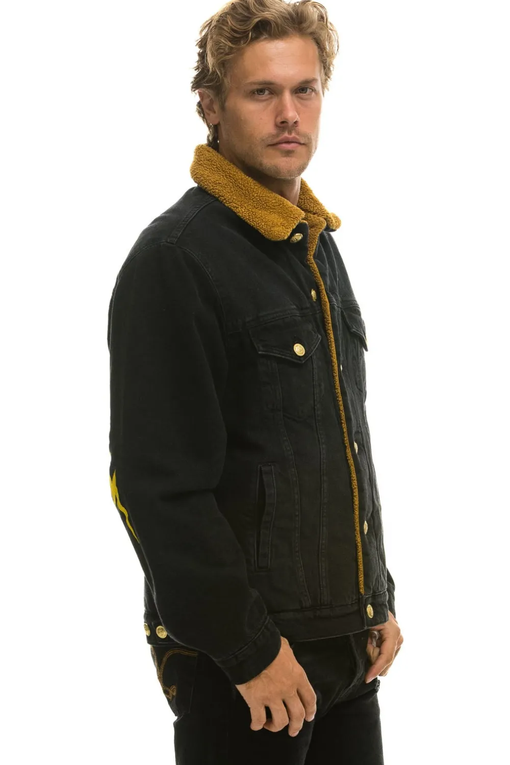Denim | Denim | Aviator Nation HIGH ON LIFE RANCH SHERPA DENIM JACKET - VINTAGE BLACK VINTAGEBLACK