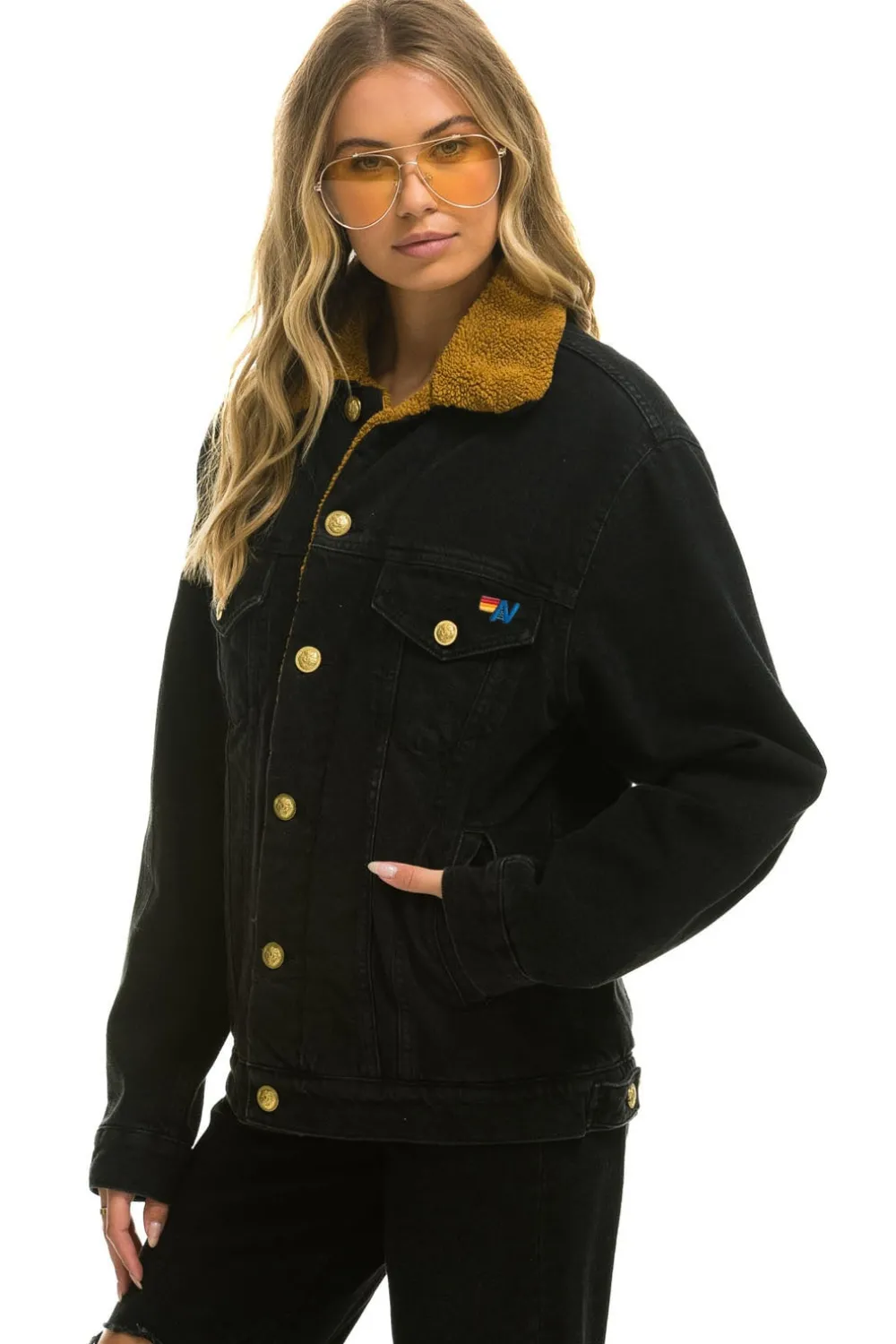 Denim | Denim | Aviator Nation HIGH ON LIFE RANCH SHERPA DENIM JACKET - VINTAGE BLACK VINTAGEBLACK