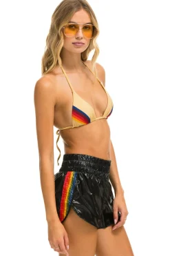 Shorts | Aviator Nation HIGH RISE 5 STRIPE NYLON JOGGER SHORT - BLACK