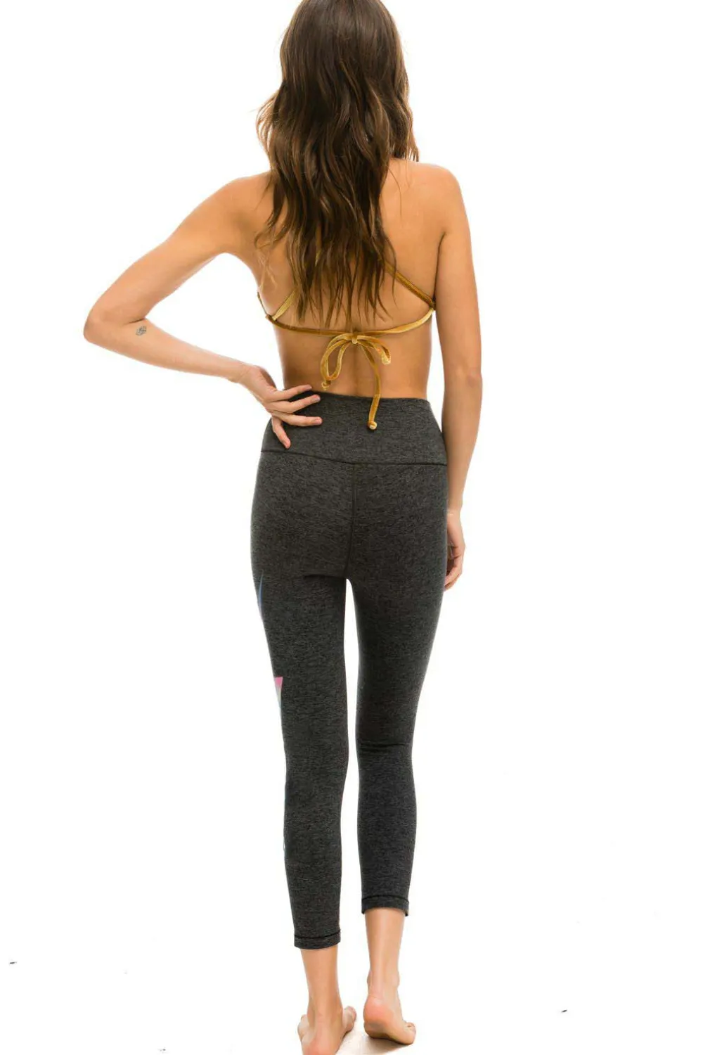 Activewear | Activewear | Aviator Nation HI-RISE CROP RAINBOW BOLT FADE LEGGINGS - CHARCOAL // RAINBOW PINK CHARCOAL//RAINBOWPINK