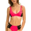 Swim Bottoms | Aviator Nation HI-WAISTED SIDE CUT OUT COLOR BLOCK CHEEKY BIKINI BOTTOMS - RED // BLACK RED//BLACK