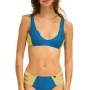 Swim Bottoms | Aviator Nation HI-WAISTED SIDE CUT OUT COLOR BLOCK FULL COVERAGE BRIEF BIKINI BOTTOMS - ANTIGUA // GOLD ANTIGUA//GOLD
