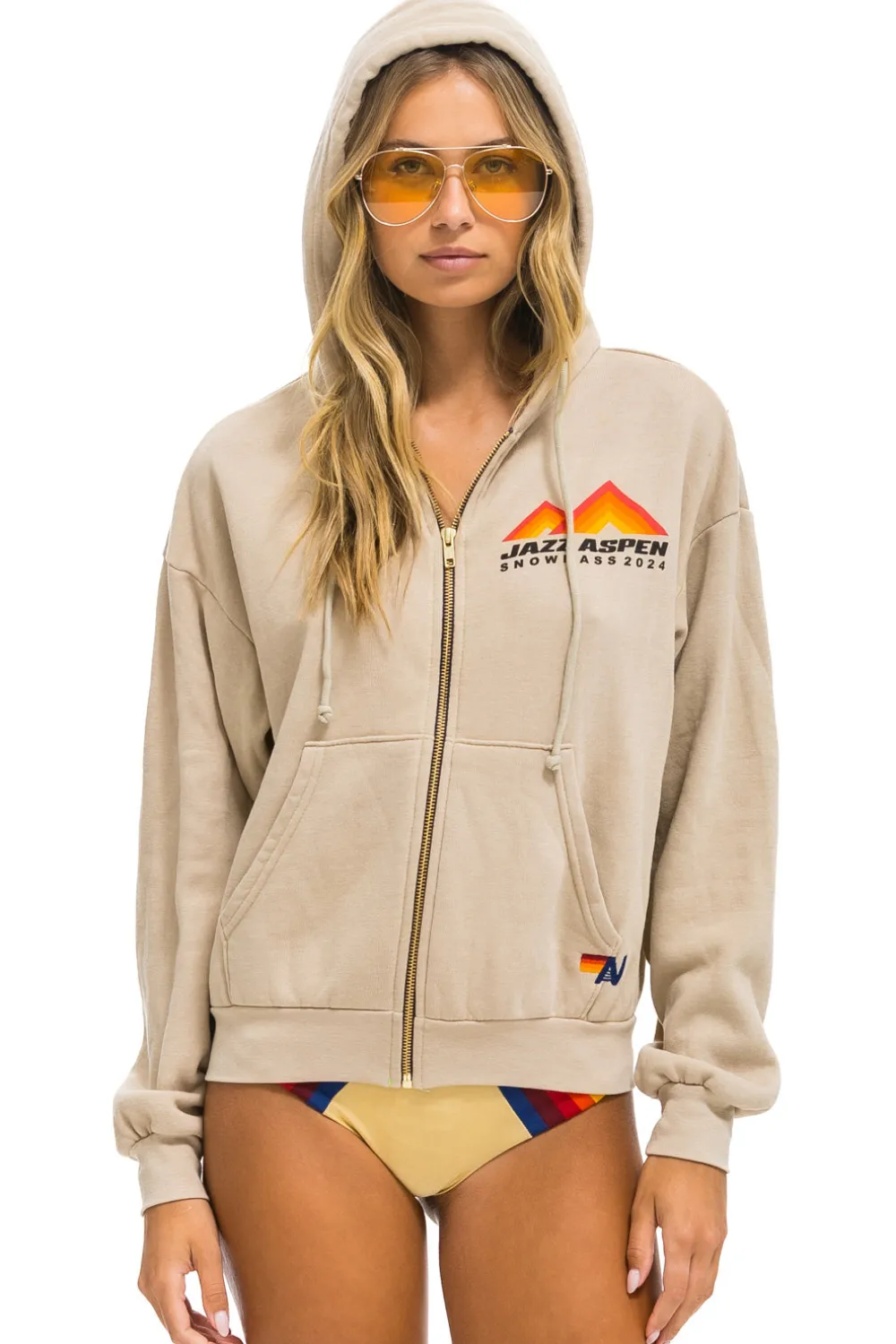 Hoodies | Hoodies | Aviator Nation JAZZ ASPEN SNOWMASS 2024 ZIP HOODIE RELAXED - SAND