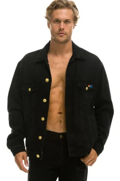 Denim | Denim | Aviator Nation KEEP SMILING OVERSIZED CONCERT DENIM JACKET - VINTAGE BLACK VINTAGEBLACK