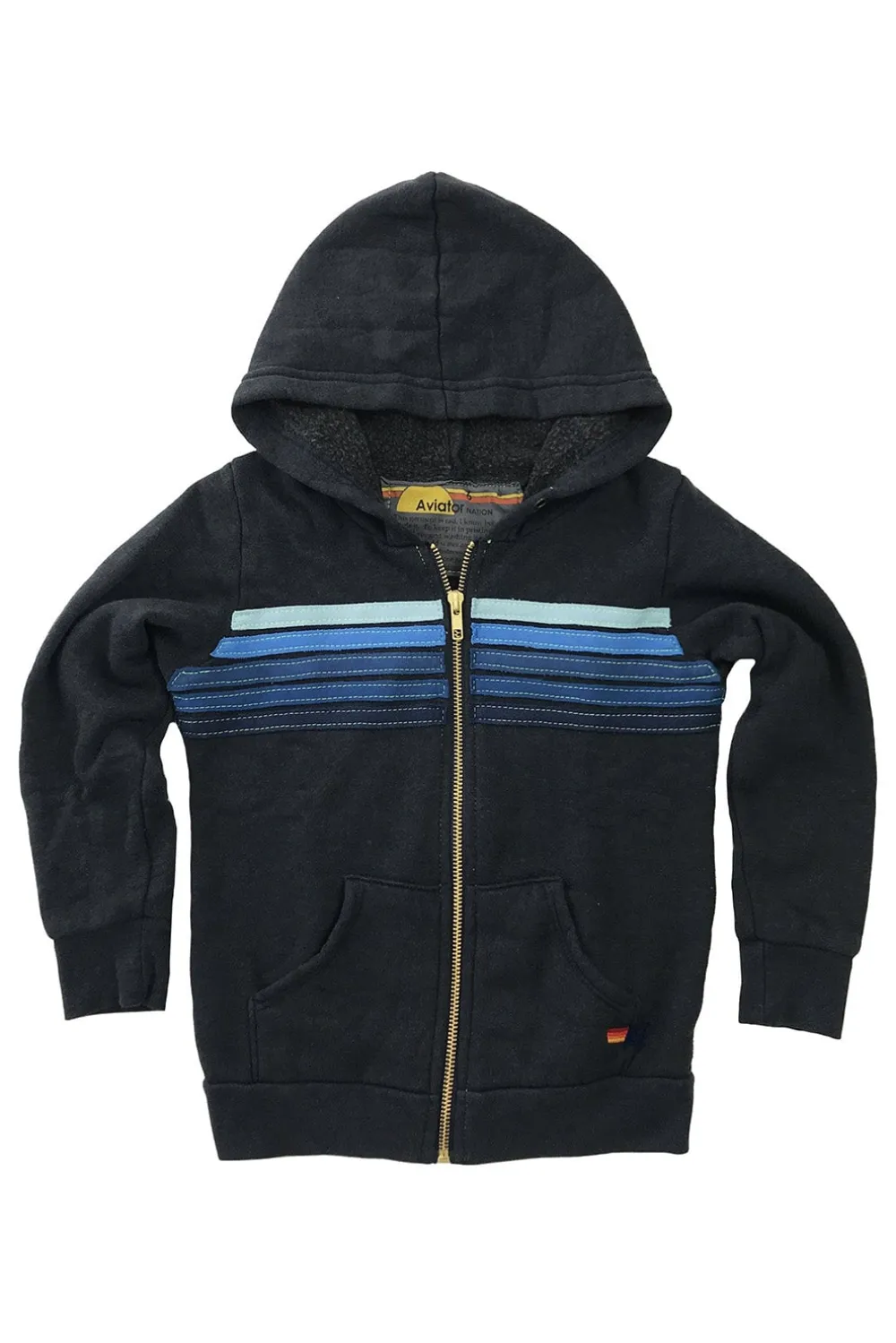 Kid's Hoodies | Aviator Nation KID'S 5 STRIPE HOODIE - CHARCOAL // BLUE CHARCOAL//BLUE