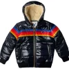Kid's Outerwear | Aviator Nation KIDS 5 STRIPE TREKKER JACKET - GLOSSY BLACK GLOSSYBLACK