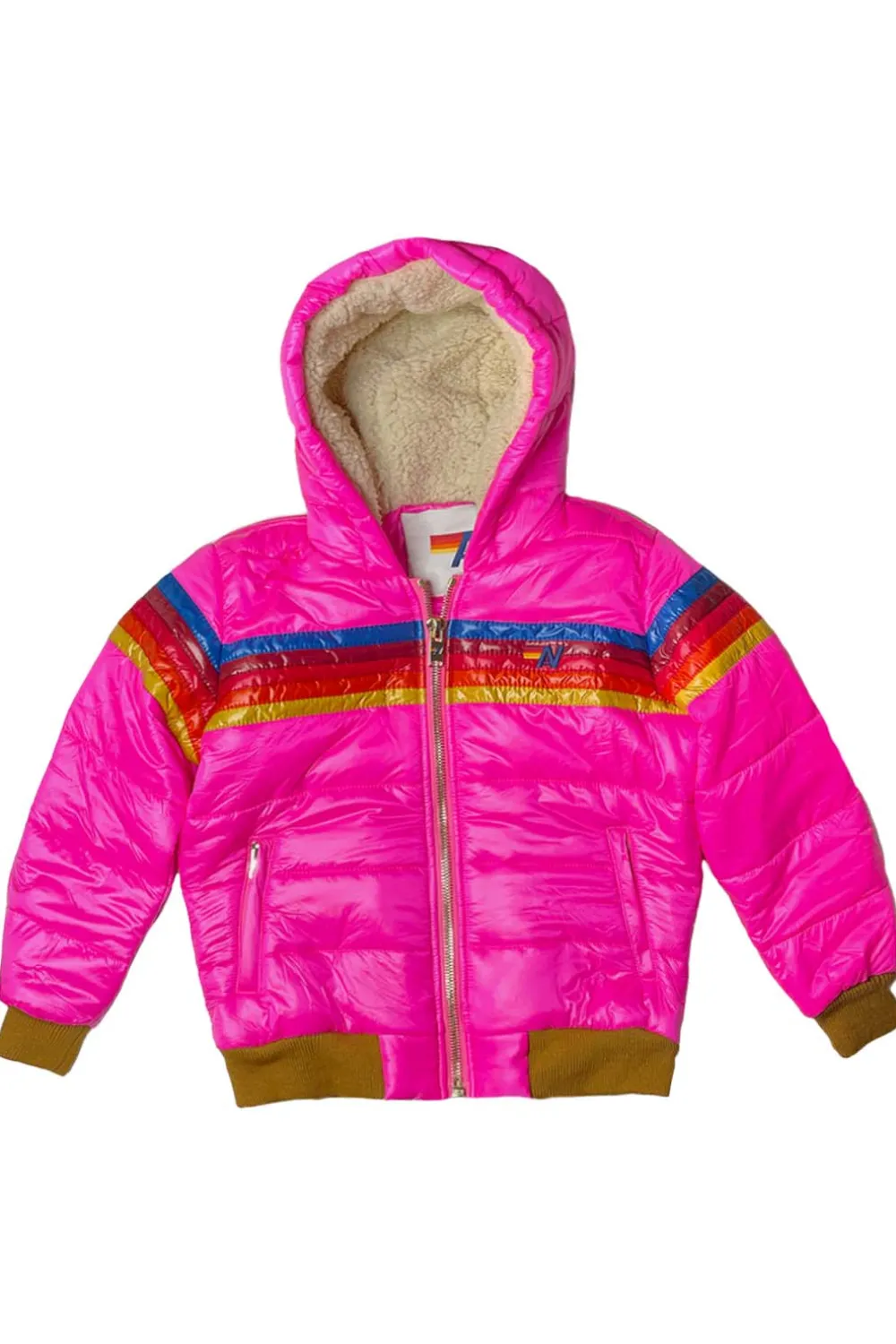 Kid's Outerwear | Aviator Nation KIDS 5 STRIPE TREKKER JACKET - GLOSSY NEON PINK GLOSSYNEONPINK