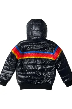 Kid's Outerwear | Aviator Nation KIDS 5 STRIPE TREKKER JACKET - GLOSSY BLACK GLOSSYBLACK
