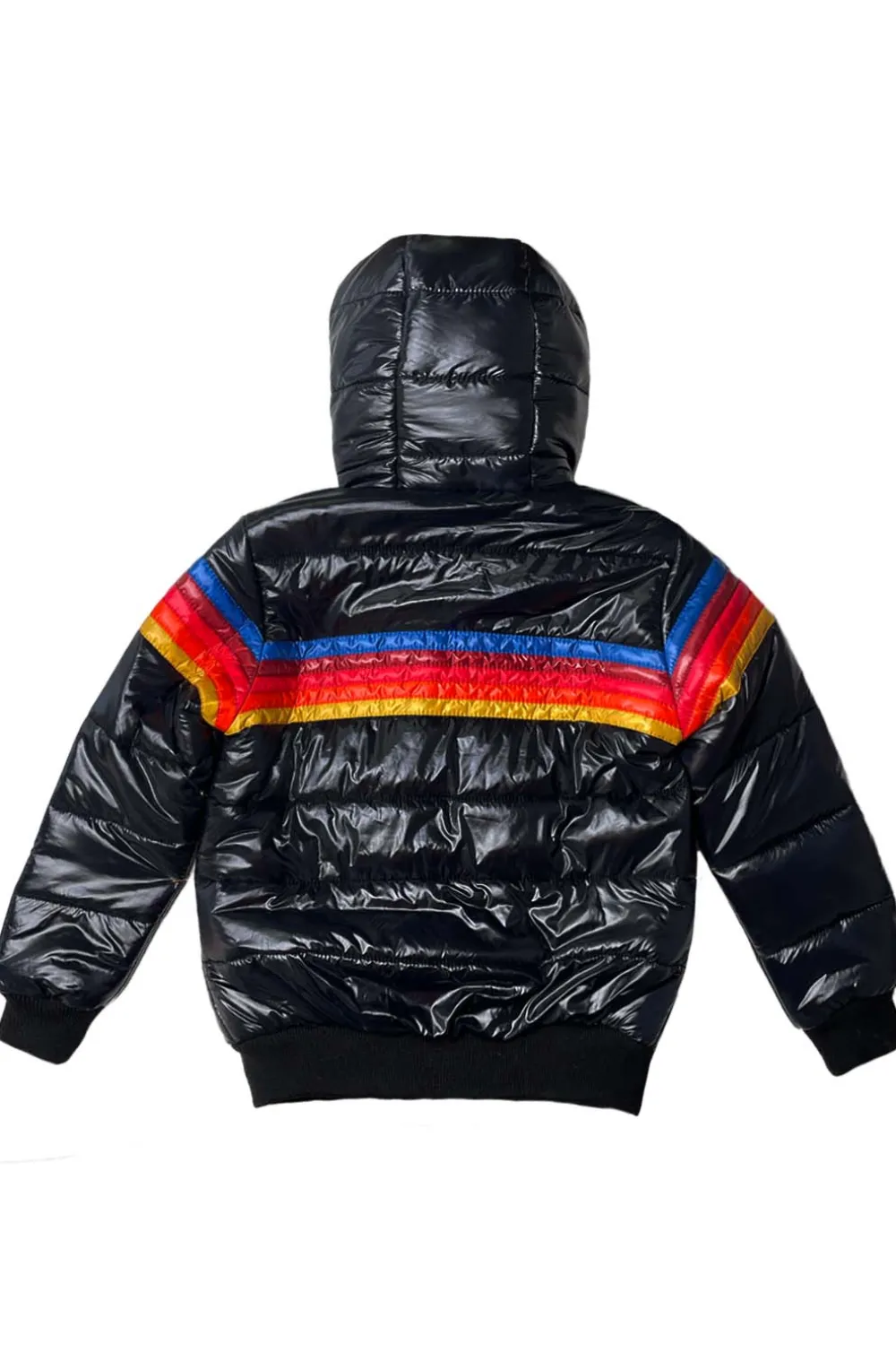 Kid's Outerwear | Aviator Nation KIDS 5 STRIPE TREKKER JACKET - GLOSSY BLACK GLOSSYBLACK