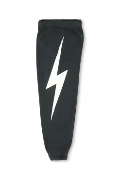 Kid's Sweatpants | Aviator Nation KIDS BOLT PRINT SWEATPANTS - CHARCOAL // WHITE CHARCOAL//WHITE