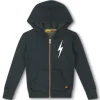 Kid's Hoodies | Aviator Nation KIDS BOLT PRINT ZIP HOODIE - CHARCOAL // WHITE CHARCOAL//WHITE