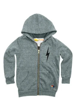 Kid's Hoodies | Aviator Nation KIDS BOLT PRINT ZIP HOODIE - HEATHER GREY HEATHERGREY