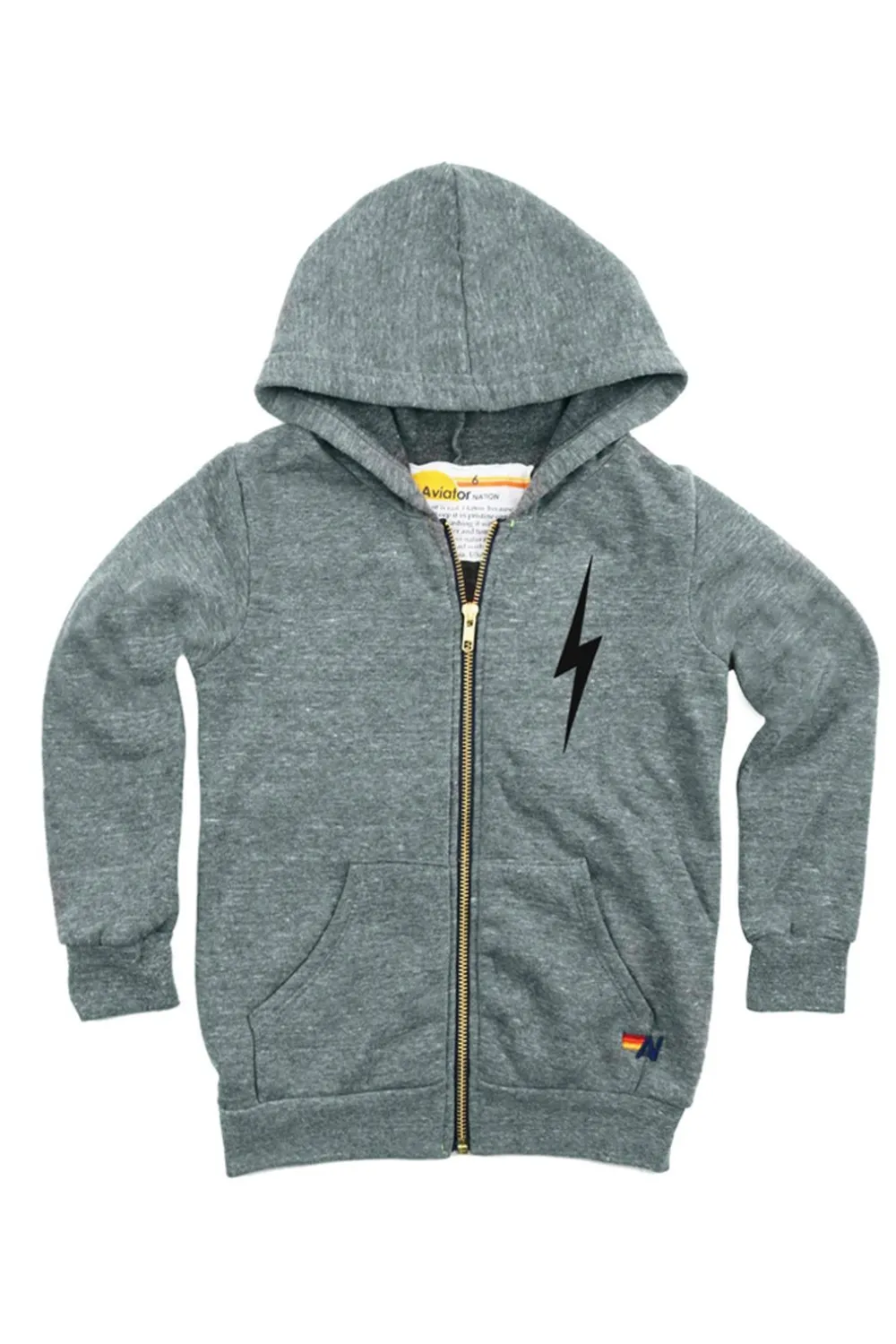 Kid's Hoodies | Aviator Nation KIDS BOLT PRINT ZIP HOODIE - HEATHER GREY HEATHERGREY