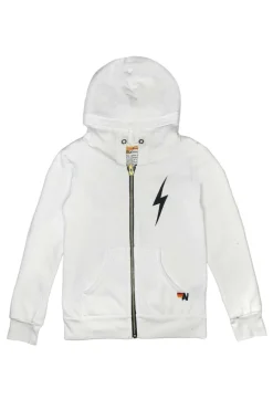 Kid's Hoodies | Aviator Nation KIDS BOLT PRINT ZIP HOODIE - WHITE