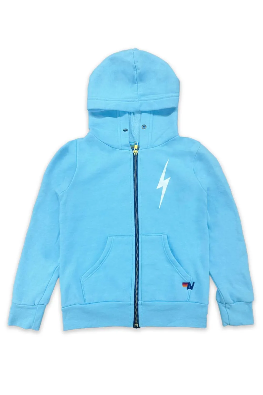 Kid's Hoodies | Aviator Nation KIDS BOLT PRINT ZIP HOODIE - SKY // WHITE SKY//WHITE
