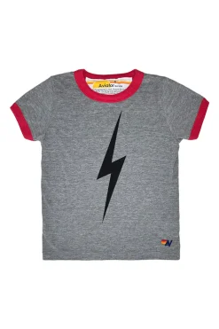 Kid's Tees | Aviator Nation KID'S RINGER  BOLT TEE - HEATHER GREY // RED HEATHERGREY//RED
