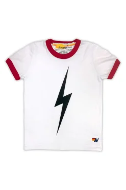 Kid's Tees | Aviator Nation KID'S RINGER  BOLT TEE - WHITE // RED WHITE//RED