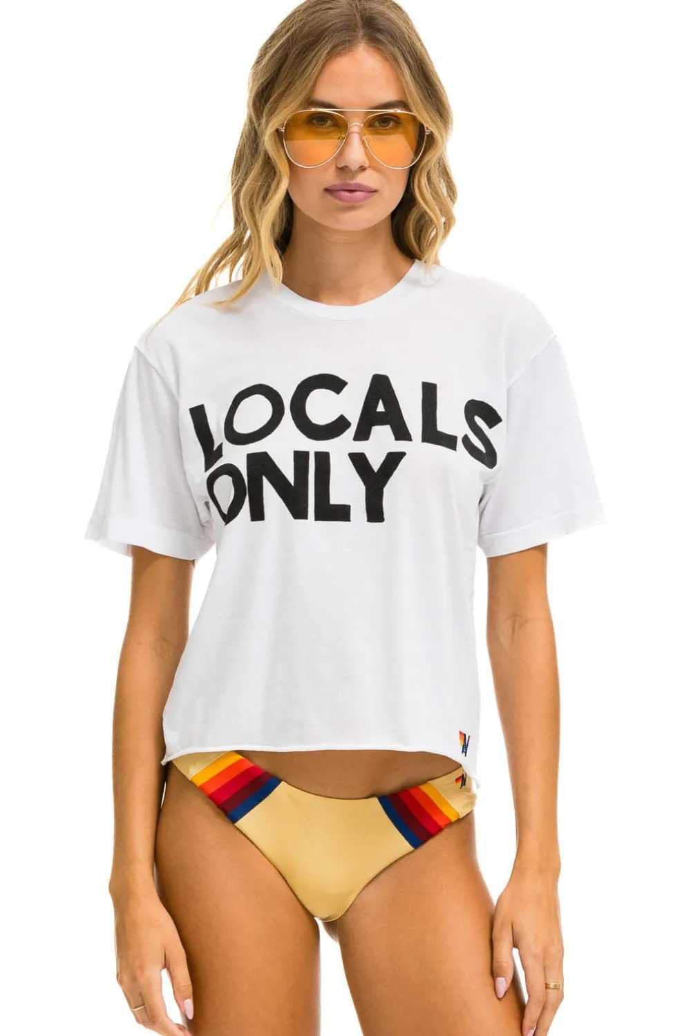 Boyfriend Tees | Tees | Aviator Nation LOCALS ONLY BOYFRIEND TEE - WHITE