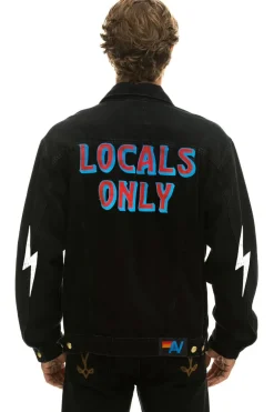 Denim | Denim | Aviator Nation LOCALS ONLY OVERSIZED CONCERT DENIM JACKET - VINTAGE BLACK VINTAGEBLACK