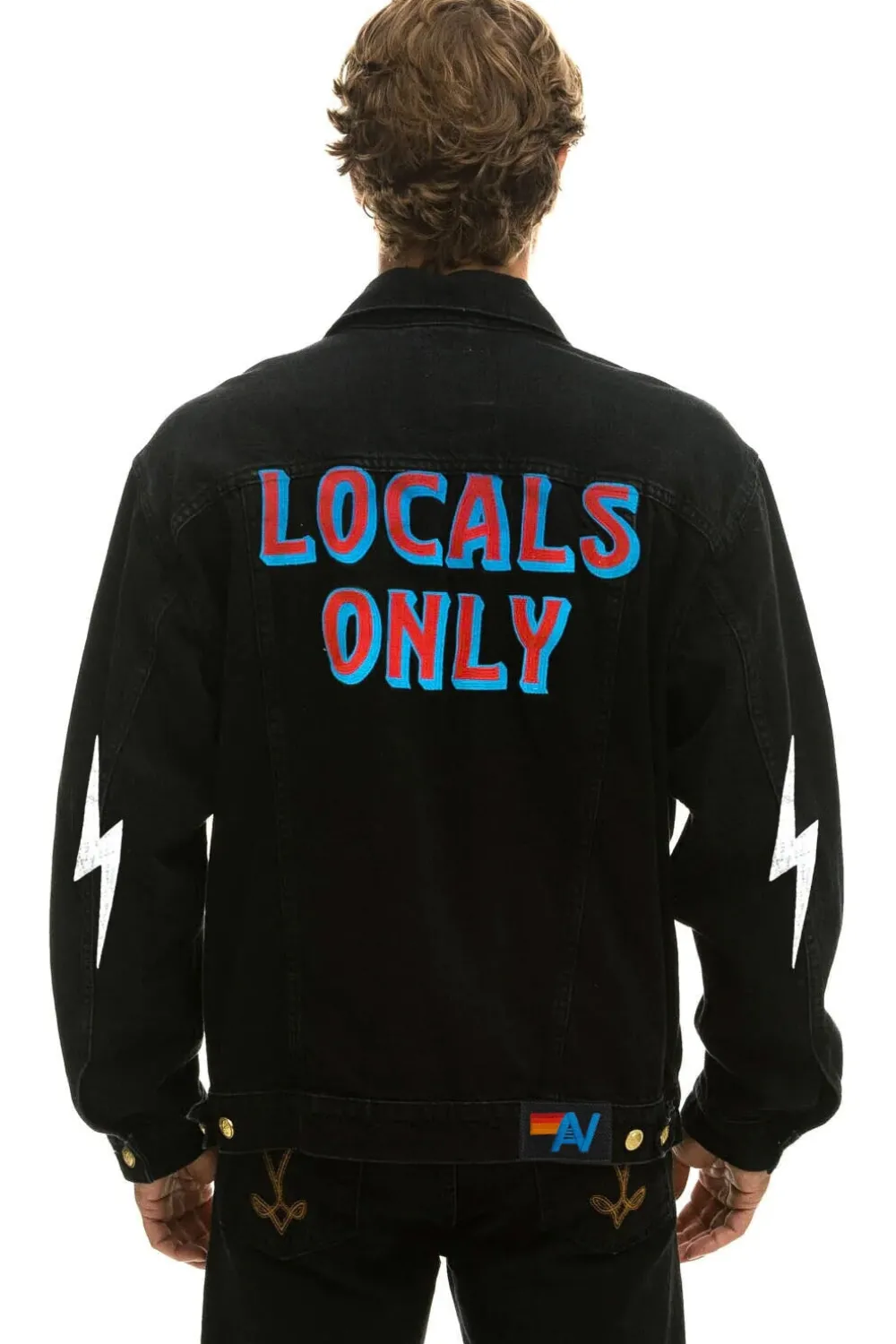 Denim | Denim | Aviator Nation LOCALS ONLY OVERSIZED CONCERT DENIM JACKET - VINTAGE BLACK VINTAGEBLACK