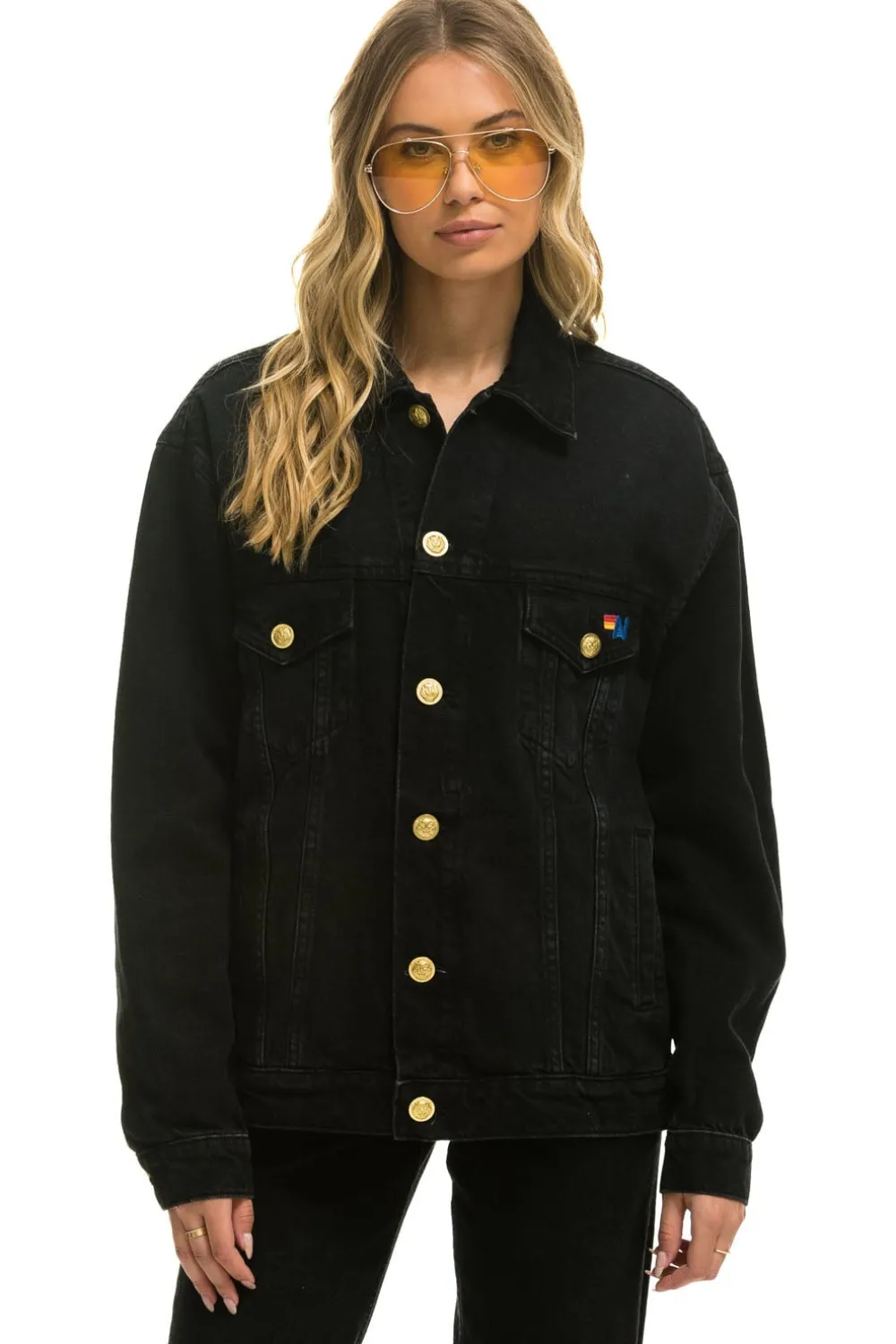 Denim | Denim | Aviator Nation LOCALS ONLY OVERSIZED CONCERT DENIM JACKET - VINTAGE BLACK VINTAGEBLACK
