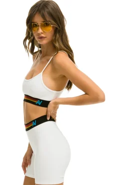 Activewear | Activewear | Aviator Nation LOGO 4 INCH HI-RISE BIKER SHORT - WHITE