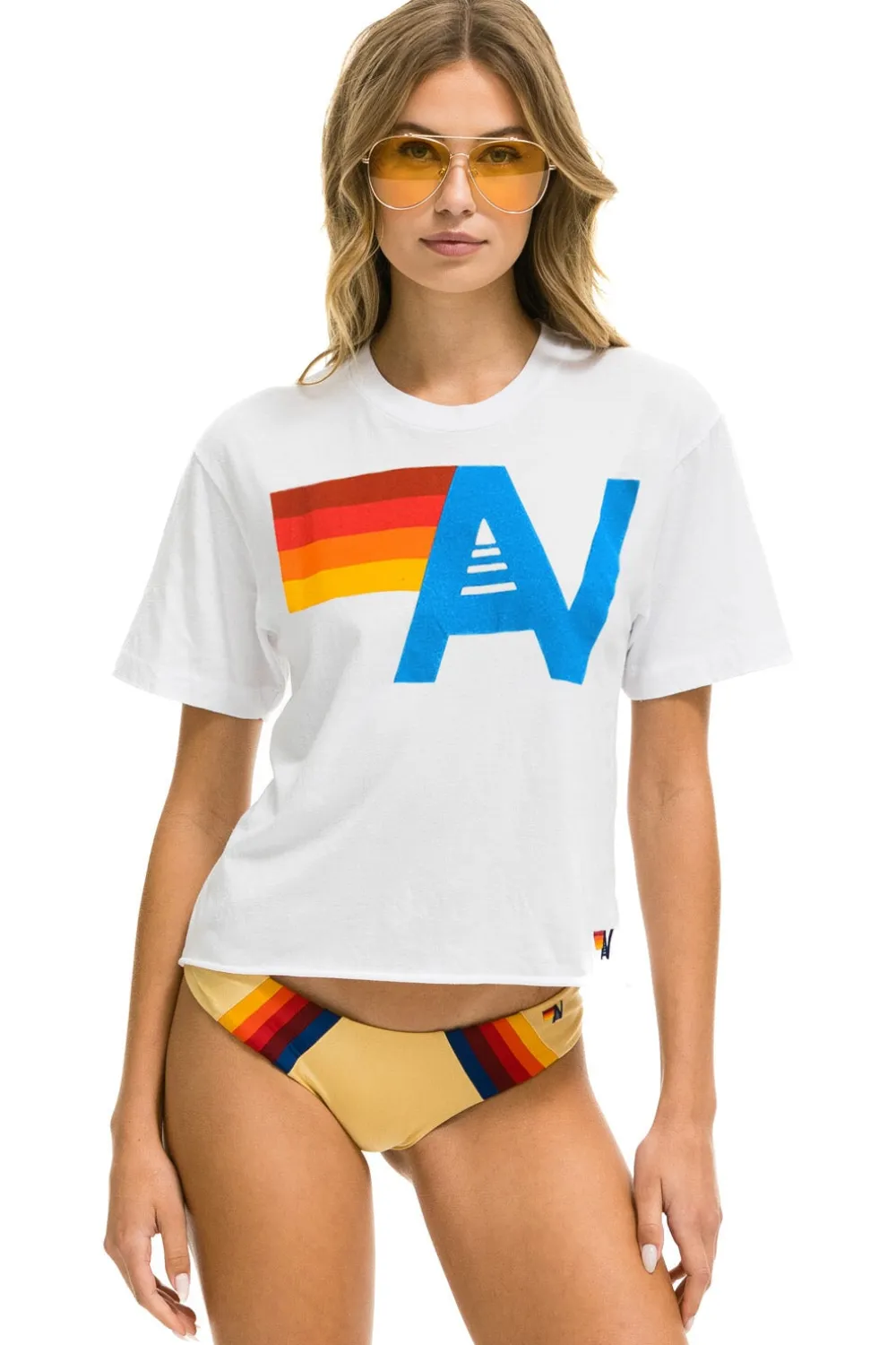 Boyfriend Tees | Tees | Aviator Nation LOGO BOYFRIEND TEE - WHITE