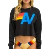Sweatshirts | Aviator Nation LOGO CROPPED CREW SWEATSHIRT - BLACK