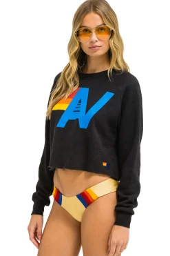 Sweatshirts | Aviator Nation LOGO CROPPED CREW SWEATSHIRT - BLACK