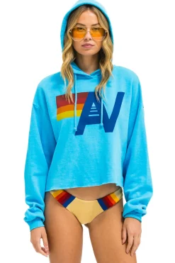 Hoodies | Aviator Nation LOGO CROPPED PULLOVER RELAXED HOODIE - NEON BLUE NEONBLUE
