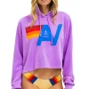 Hoodies | Aviator Nation LOGO CROPPED PULLOVER RELAXED HOODIE - NEON PURPLE NEONPURPLE