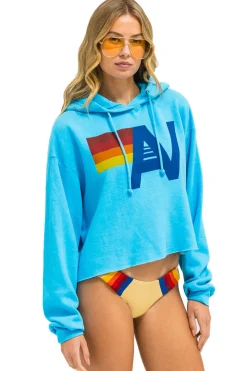 Hoodies | Aviator Nation LOGO CROPPED PULLOVER RELAXED HOODIE - NEON BLUE NEONBLUE