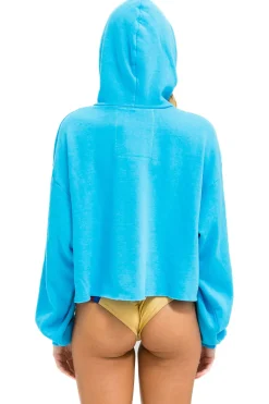 Hoodies | Aviator Nation LOGO CROPPED PULLOVER RELAXED HOODIE - NEON BLUE NEONBLUE