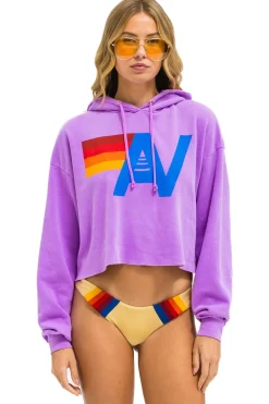 Hoodies | Aviator Nation LOGO CROPPED PULLOVER RELAXED HOODIE - NEON PURPLE NEONPURPLE
