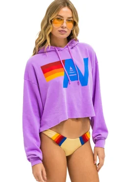 Hoodies | Aviator Nation LOGO CROPPED PULLOVER RELAXED HOODIE - NEON PURPLE NEONPURPLE