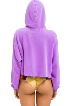 Hoodies | Aviator Nation LOGO CROPPED PULLOVER RELAXED HOODIE - NEON PURPLE NEONPURPLE
