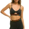 Activewear | Activewear | Aviator Nation LOGO ELASTIC KEYHOLE BRA - CHARCOAL