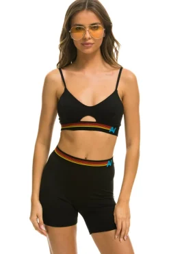 Activewear | Activewear | Aviator Nation LOGO ELASTIC KEYHOLE BRA - BLACK