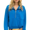 Sweatshirts | Sweatshirts | Aviator Nation LOGO EMBROIDERY HALF ZIP SWEATSHIRT - OCEAN