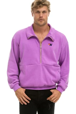 Sweatshirts | Sweatshirts | Aviator Nation LOGO EMBROIDERY HALF ZIP SWEATSHIRT - NEON PURPLE NEONPURPLE