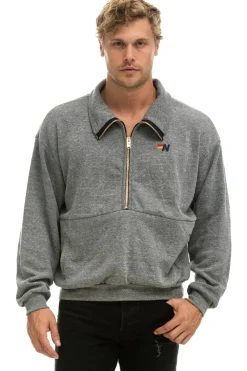 Sweatshirts | Sweatshirts | Aviator Nation LOGO EMBROIDERY HALF ZIP SWEATSHIRT - HEATHER GREY HEATHERGREY