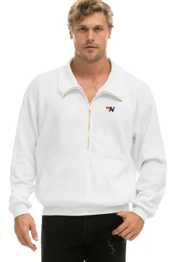 Sweatshirts | Sweatshirts | Aviator Nation LOGO EMBROIDERY HALF ZIP SWEATSHIRT - WHITE